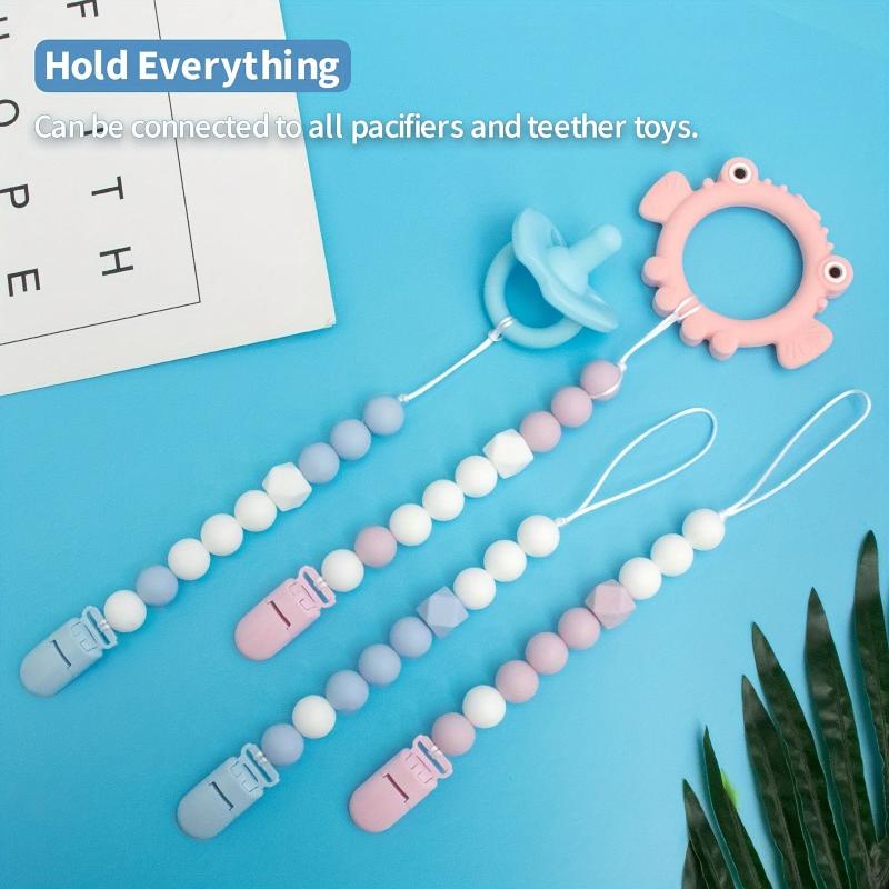 2pcs Toddler Pacifier Clips Silicone BPA Nipple Holders Baby Teething Toys