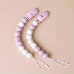 2pcs Toddler Pacifier Clips Silicone BPA Nipple Holders Baby Teething Toys