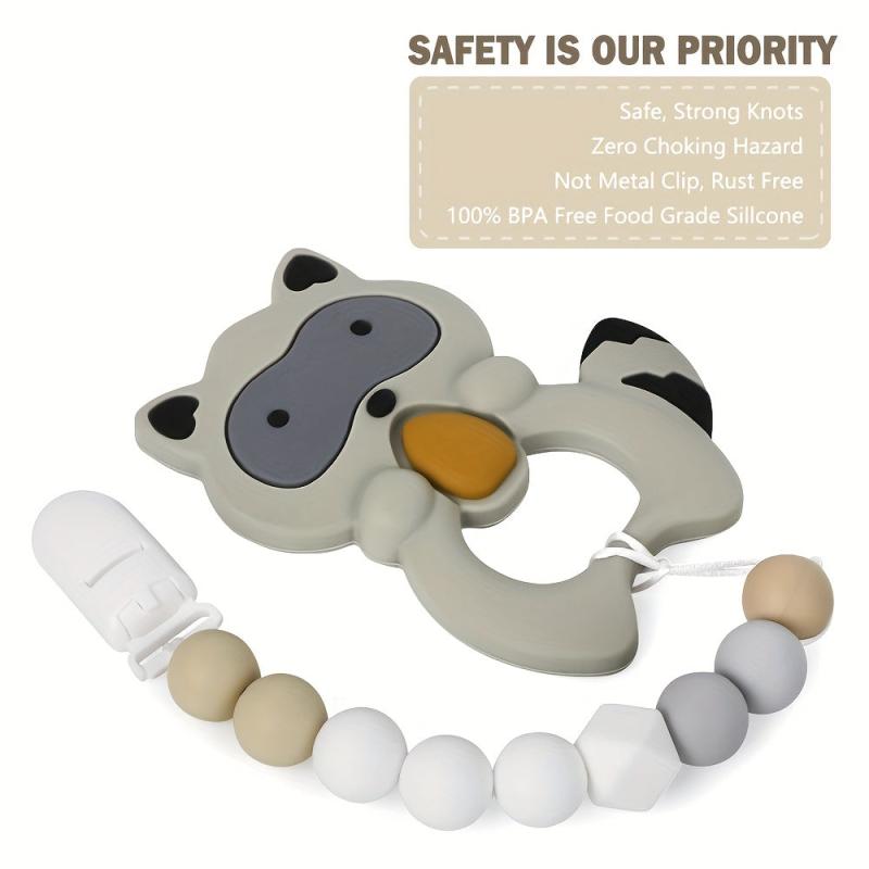 2pcs Toddler Pacifier Clips Silicone BPA Nipple Holders Baby Teething Toys