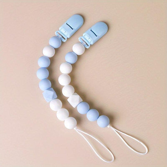 2pcs Toddler Pacifier Clips Silicone BPA Nipple Holders Baby Teething Toys