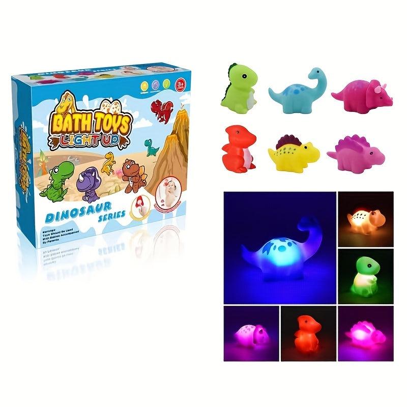 Dino Bath Toy Set, Light Up, 6 Pieces, Floating, Baby Toddler Kid