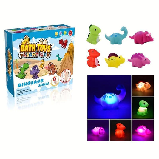 Dino Bath Toy Set, Light Up, 6 Pieces, Floating, Baby Toddler Kid