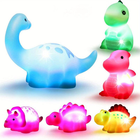 Dino Bath Toy Set, Light Up, 6 Pieces, Floating, Baby Toddler Kid