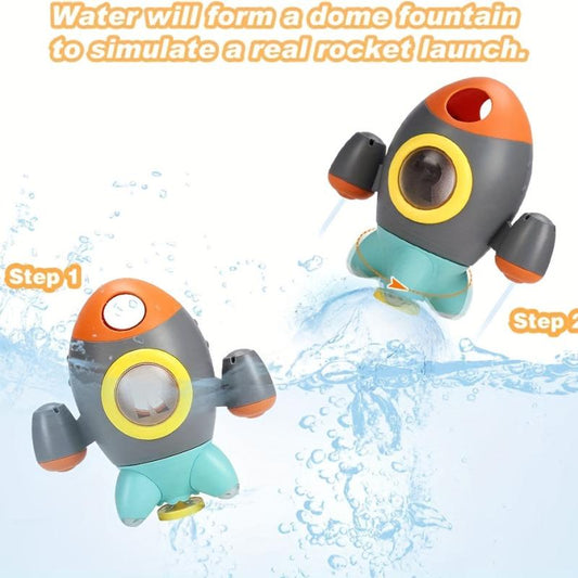 Rocket Bath Toy for Toddlers, Spray Water Toy with Rotating Fountain