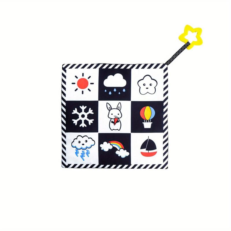 Soft Sensory Book for Newborn Babies, High Contrast Baby Toy for Tummy Time