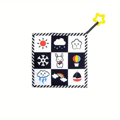 Soft Sensory Book for Newborn Babies, High Contrast Baby Toy for Tummy Time