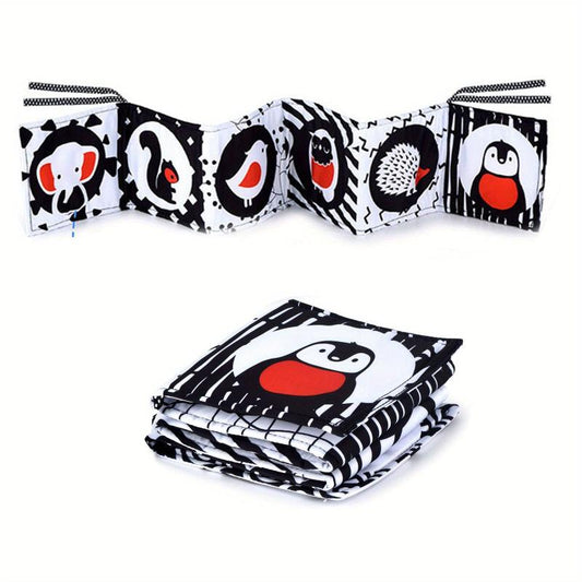 Soft Sensory Book for Newborn Babies, High Contrast Baby Toy for Tummy Time