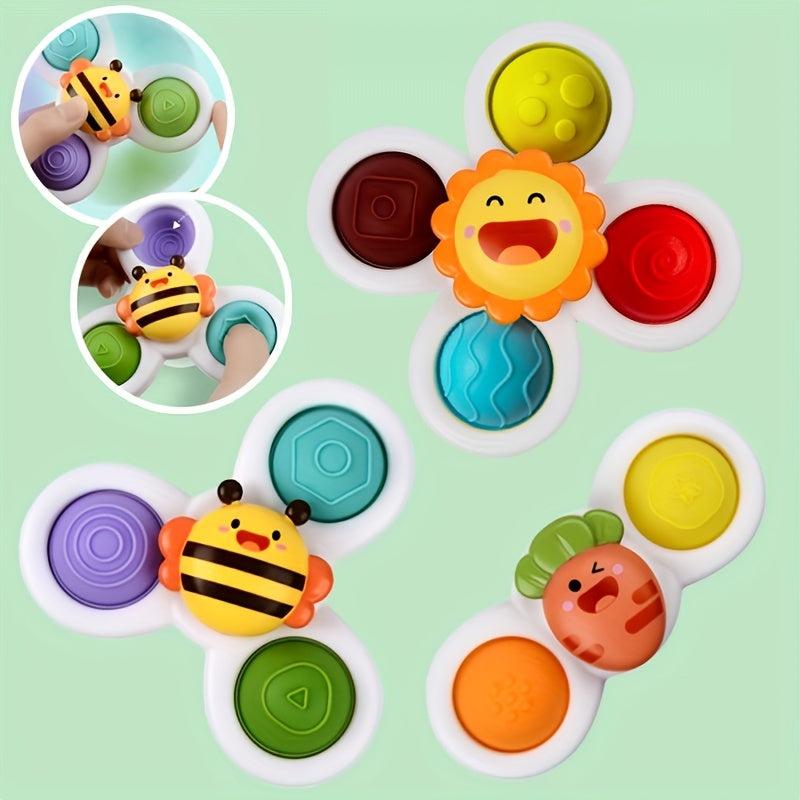 3pcs Toddler Bathroom Suction Cup Rotating Toys for Early Learners