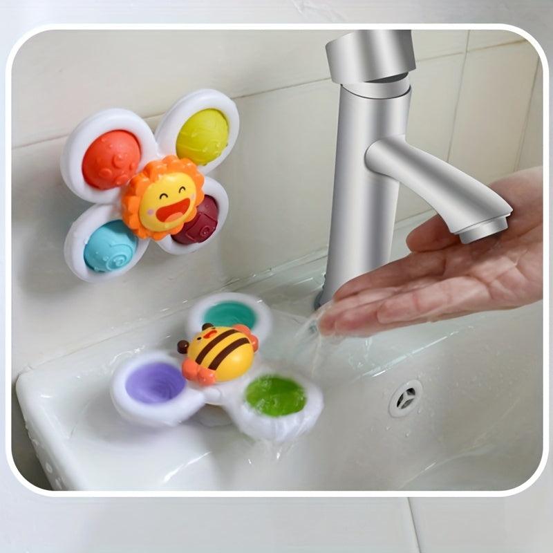 3pcs Toddler Bathroom Suction Cup Rotating Toys for Early Learners