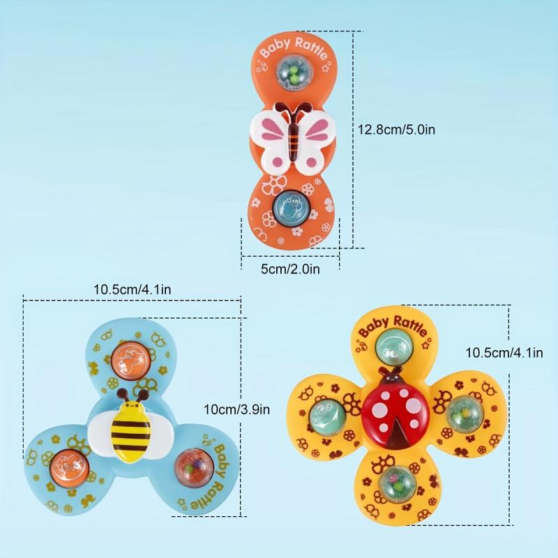 3pcs Suction Cup Spinner Toys For Baby Sensory Learning Bath Toys