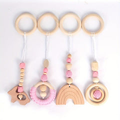 4pcs Baby Fitness Rack Pendants Toy Set with Teething Ring