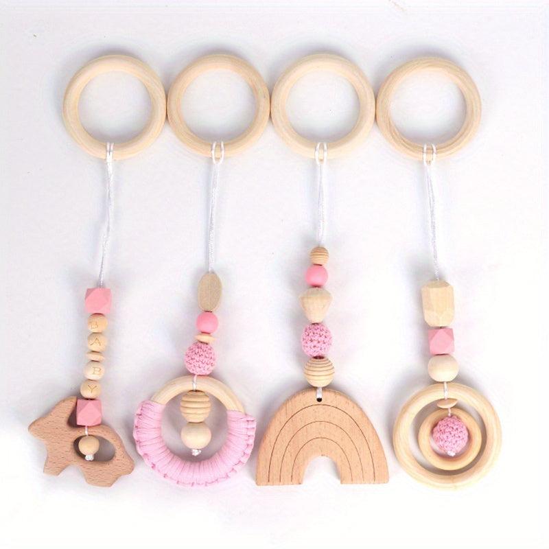 4pcs Baby Fitness Rack Pendants Toy Set with Teething Ring