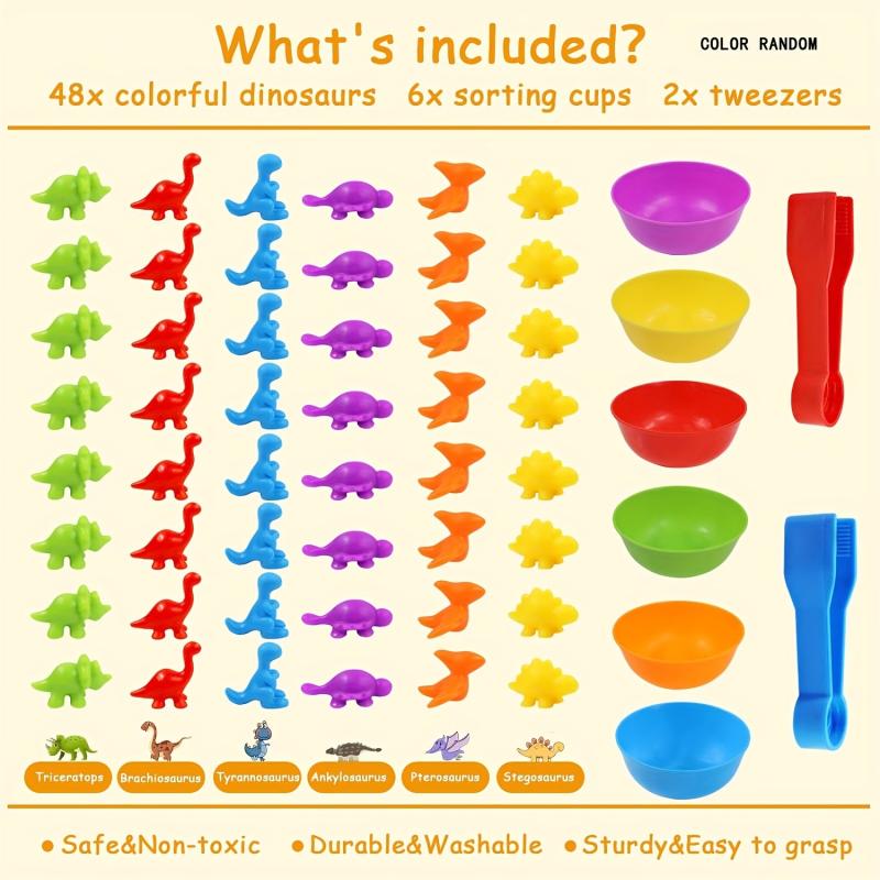 Colorful Dinosaur Counting Toys for Montessori Math Education