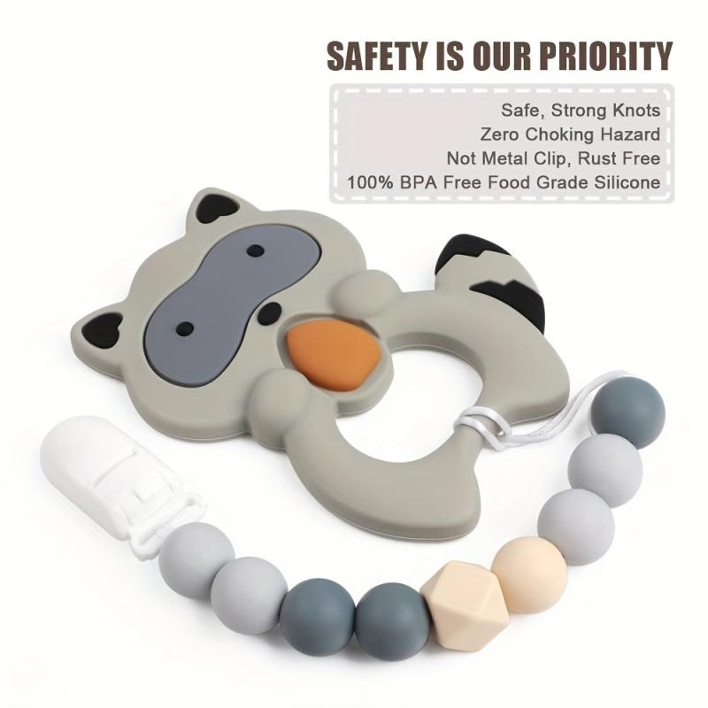 2pcs BPA Silicone Pacifier Clips Baby Teether Holders & Kids Chewing Shower
