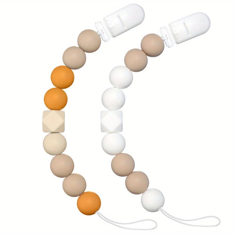 2pcs BPA Silicone Pacifier Clips Baby Teether Holders & Kids Chewing Shower