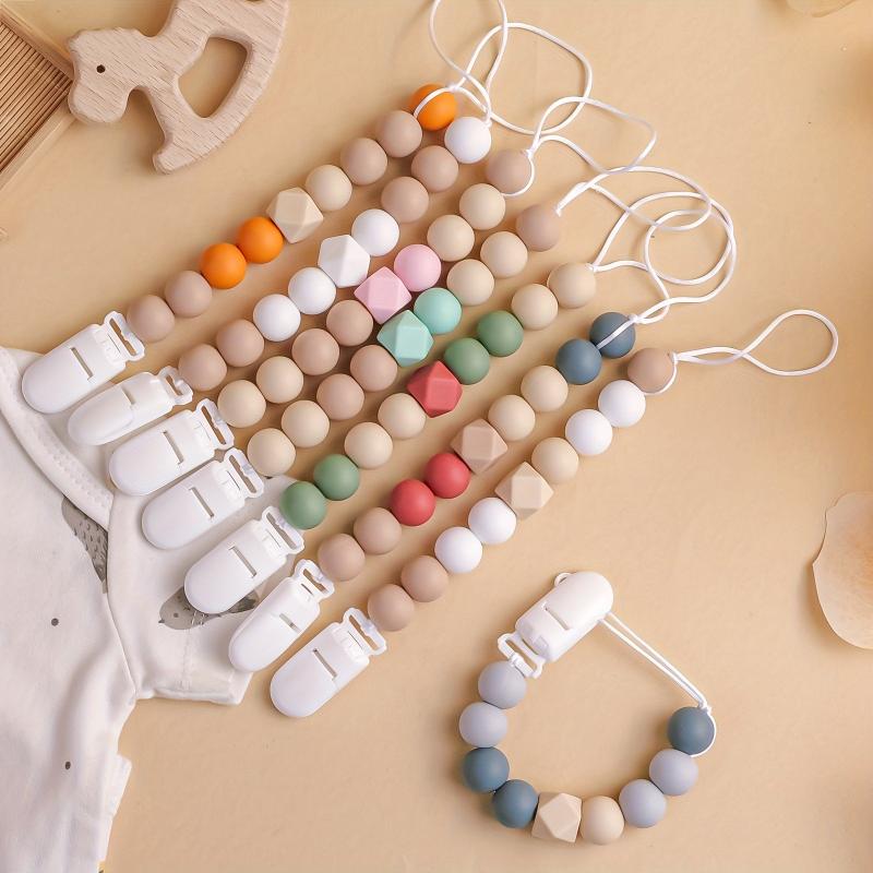 2pcs BPA Silicone Pacifier Clips Baby Teether Holders & Kids Chewing Shower