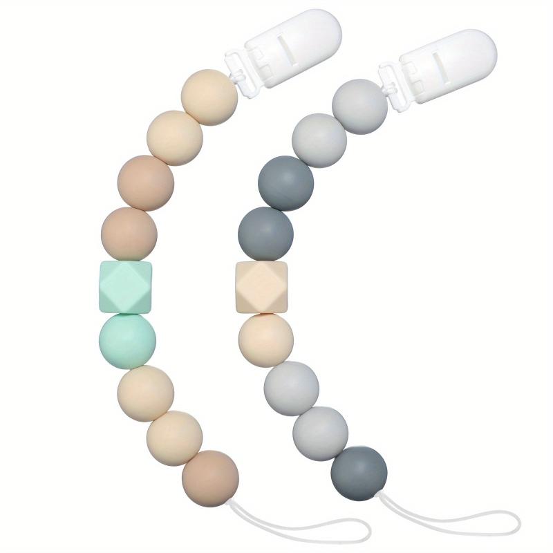 2pcs BPA Silicone Pacifier Clips Baby Teether Holders & Kids Chewing Shower