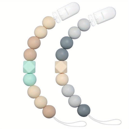2pcs BPA Silicone Pacifier Clips Baby Teether Holders & Kids Chewing Shower
