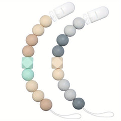 2pcs BPA Silicone Pacifier Clips Baby Teether Holders & Kids Chewing Shower