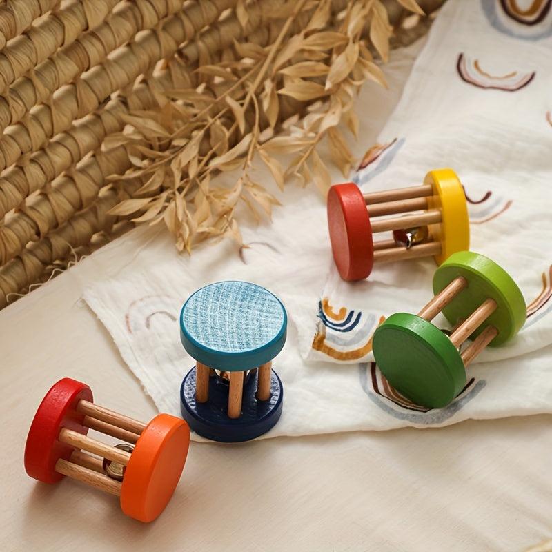 Wooden Baby Rattle Toys Sound Cartoon Comfort Bell Toys