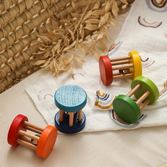 Wooden Baby Rattle Toys Sound Cartoon Comfort Bell Toys