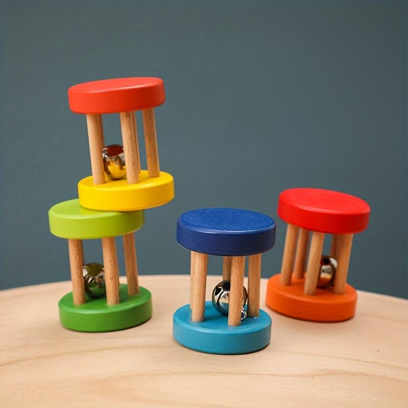 Wooden Baby Rattle Toys Sound Cartoon Comfort Bell Toys