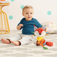Fox Teether Sensory Rattle Toy BPA Silicone Soft Crinkle Sounds