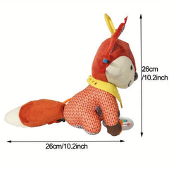 Fox Teether Sensory Rattle Toy BPA Silicone Soft Crinkle Sounds