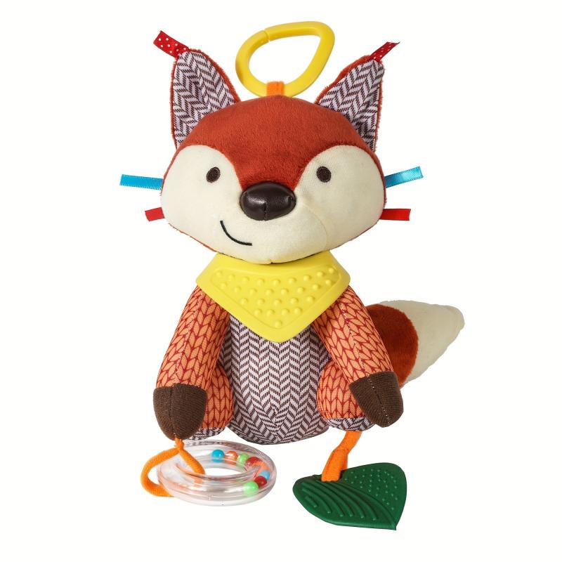 Fox Teether Sensory Rattle Toy BPA Silicone Soft Crinkle Sounds