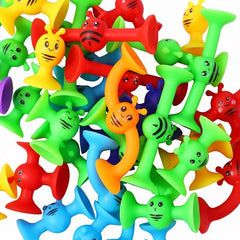 38pcs Suction Cup Building Toy Set for Kids, Silicone Sucker Bath Toy Set