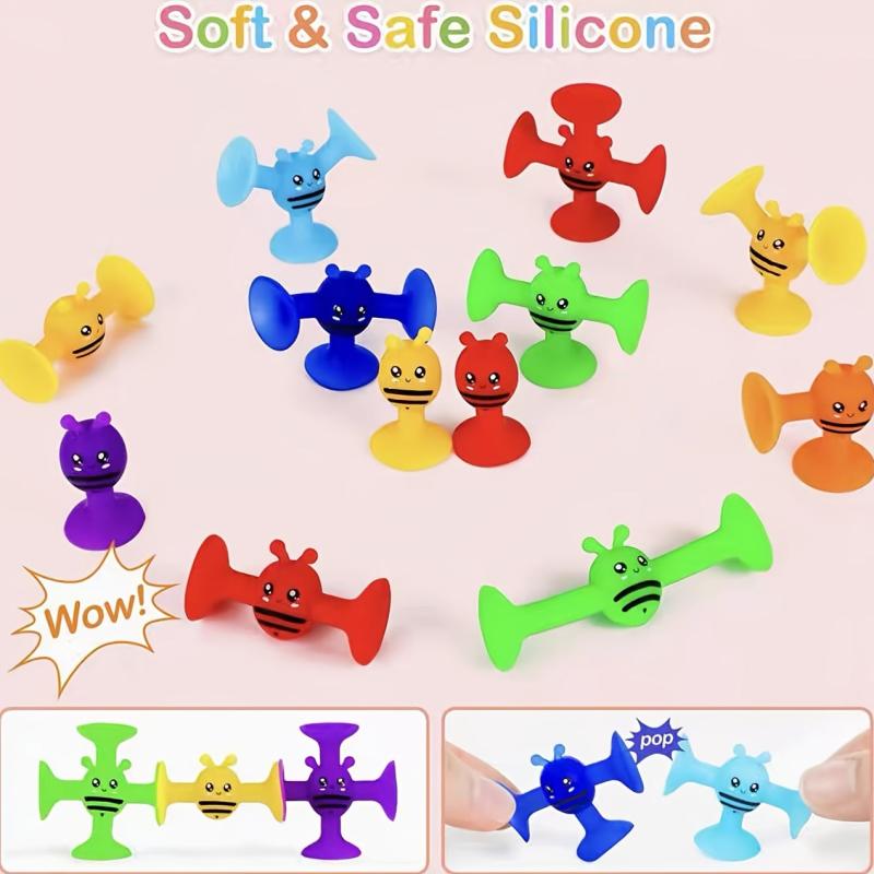 38pcs Suction Cup Building Toy Set for Kids, Silicone Sucker Bath Toy Set