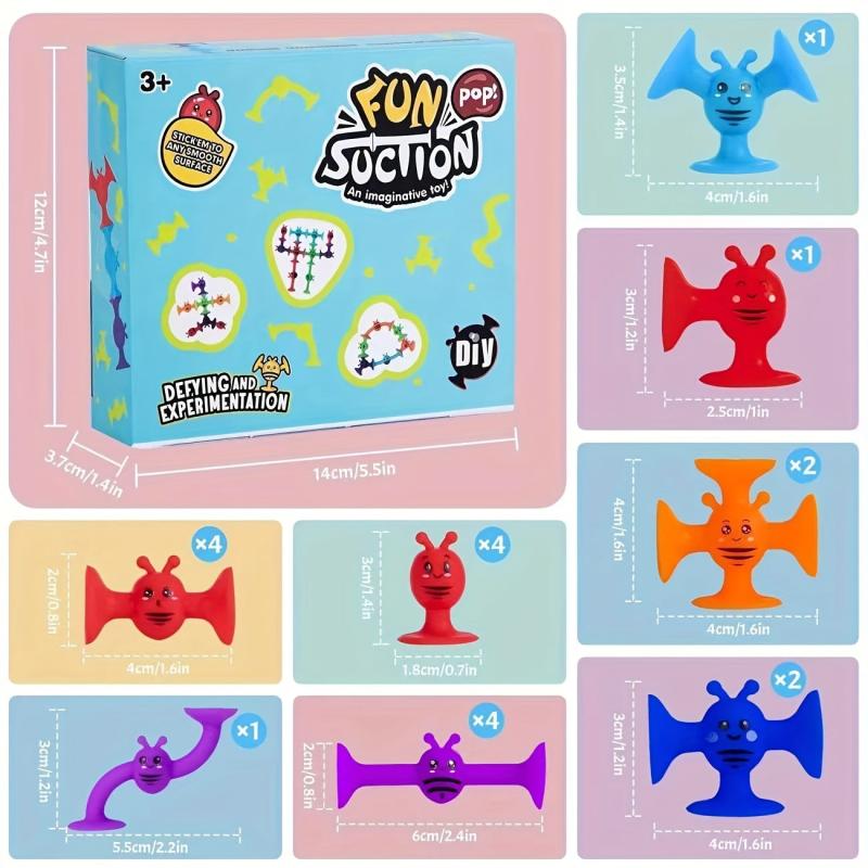 38pcs Suction Cup Building Toy Set for Kids, Silicone Sucker Bath Toy Set