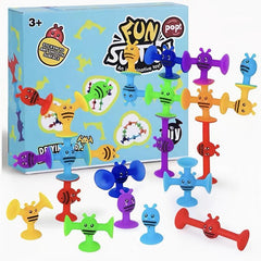 38pcs Suction Cup Building Toy Set for Kids, Silicone Sucker Bath Toy Set