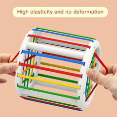 Montessori Shape Sorter Toy Pull String Sensory Cube