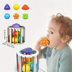 Montessori Shape Sorter Toy Pull String Sensory Cube