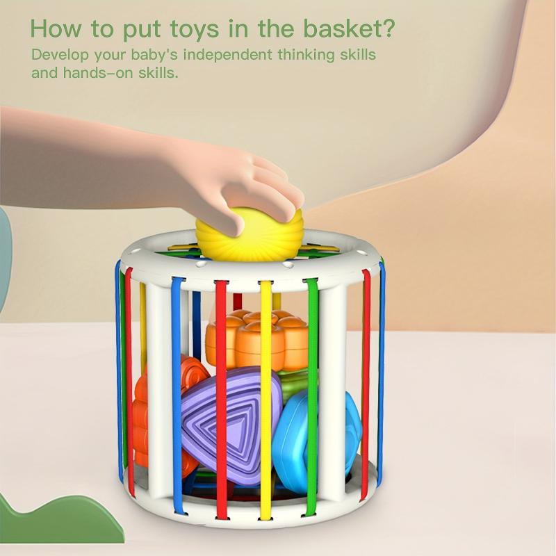 Montessori Shape Sorter Toy Pull String Sensory Cube