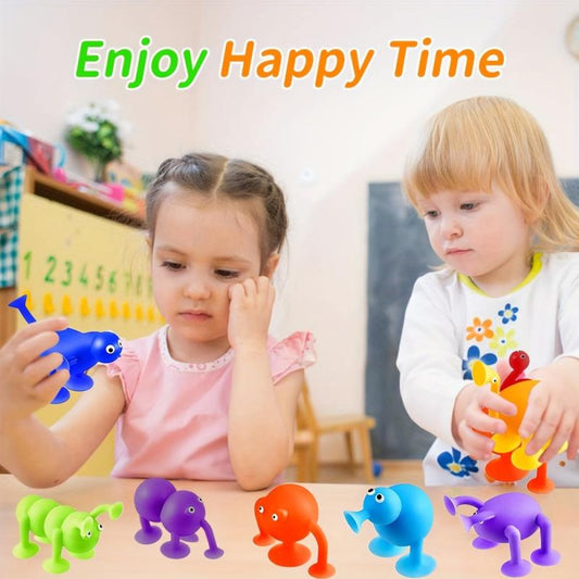 12 Pcs Animal Shape Silicone Suction Sensory Toys for Window and Bathtub