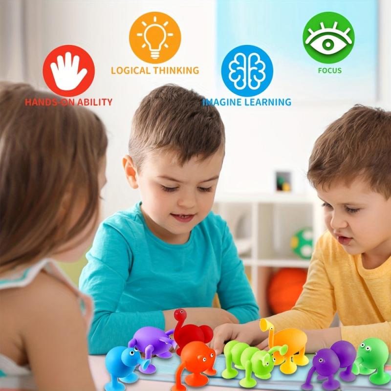 12 Pcs Animal Shape Silicone Suction Sensory Toys for Window and Bathtub