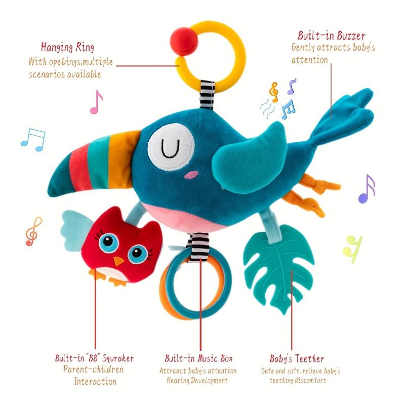 Baby Car Stroller Rattle Toy Hanging Stuffed Animal Plush Ring