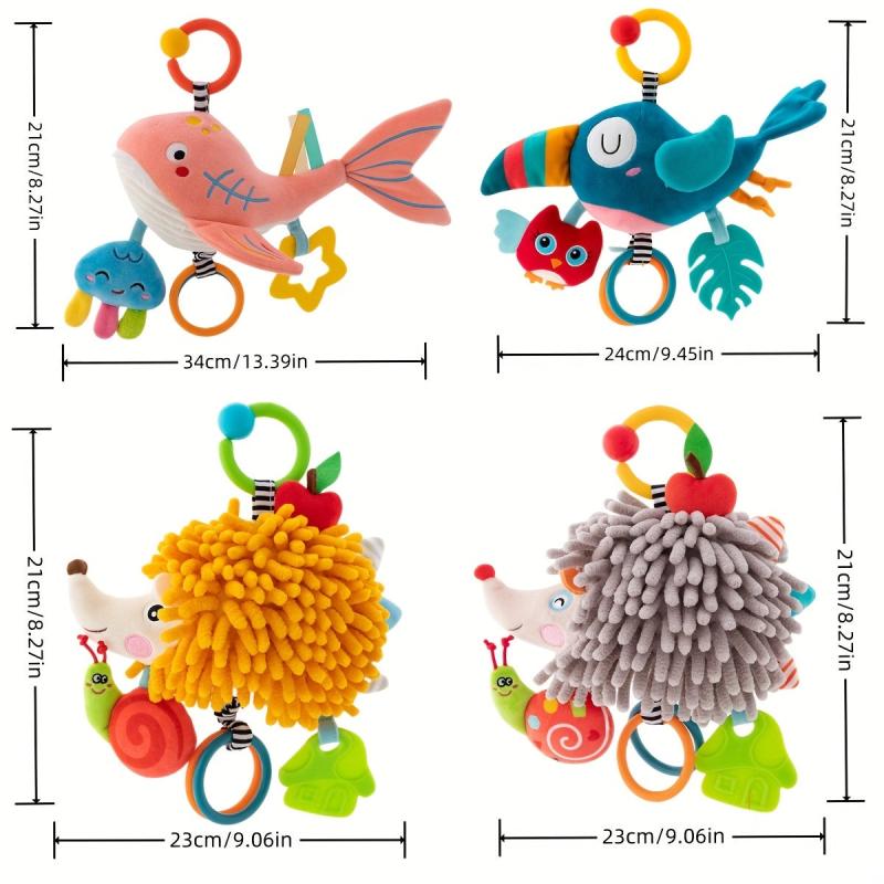 Baby Car Stroller Rattle Toy Hanging Stuffed Animal Plush Ring