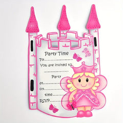 8pcs Pink Princess Birthday Party Invitation Set