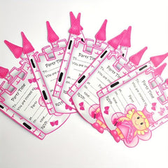 8pcs Pink Princess Birthday Party Invitation Set