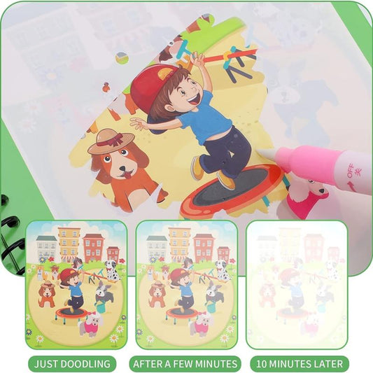 4pcs Magic Painting Books & Pen Set for Kids Reusable Drawing Book