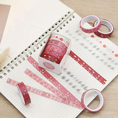5 Rolls Watercolor Washi Tape Set Geometric Patterns Student DIY Stationery