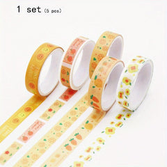 5 Rolls Watercolor Washi Tape Set Geometric Patterns Student DIY Stationery