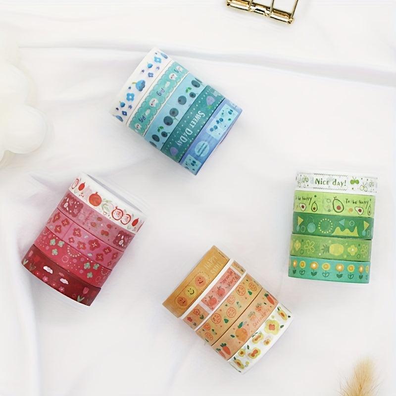 5 Rolls Watercolor Washi Tape Set Geometric Patterns Student DIY Stationery