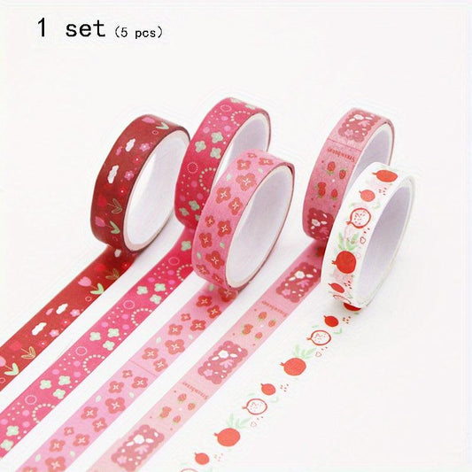 5 Rolls Watercolor Washi Tape Set Geometric Patterns Student DIY Stationery