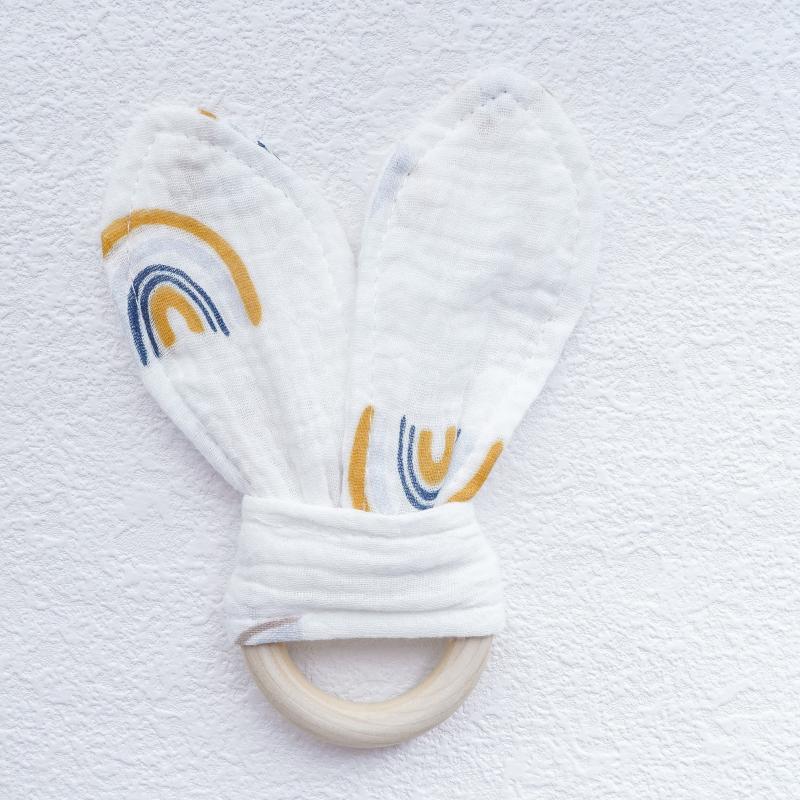 Baby Sleeping Soothing Towel Little Rabbit Gauze Wooden Teether