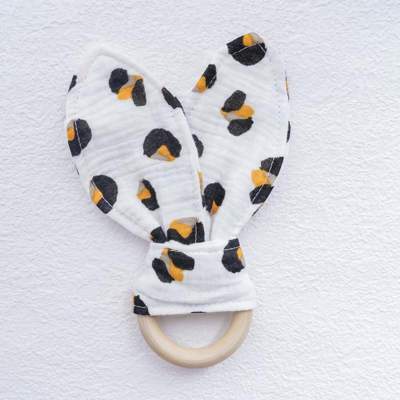 Baby Sleeping Soothing Towel Little Rabbit Gauze Wooden Teether