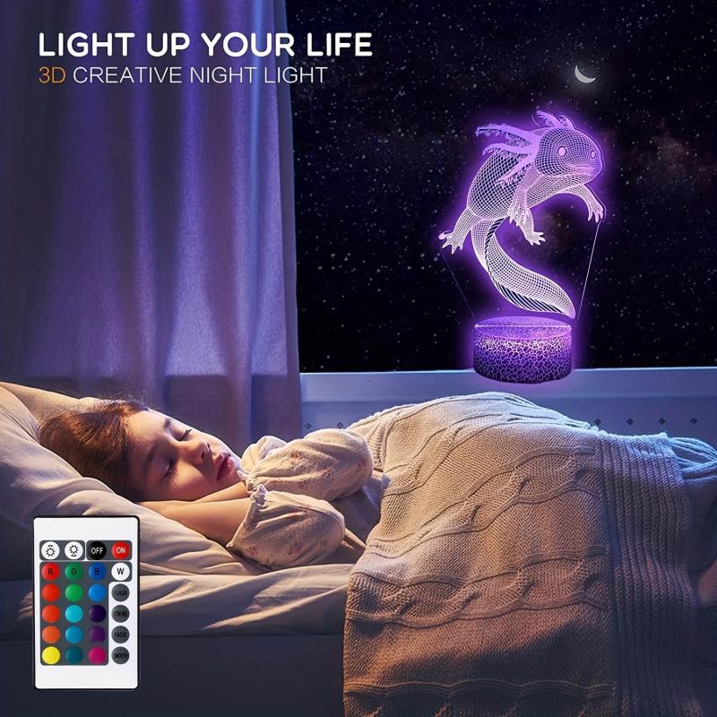 Axolotl Night Light 3D Illusion Lamp 16 Colors with Remote